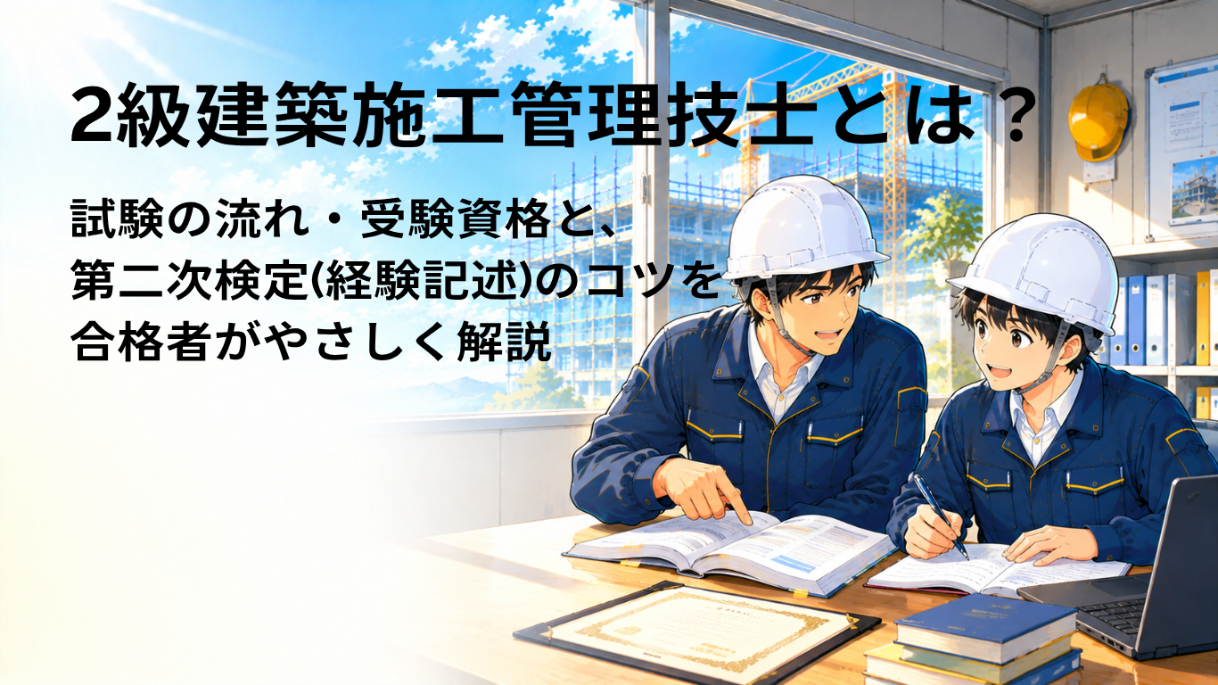 2級建築施工管理技士とは？試験の流れ・受検資格と、第二次検定（経験記述）のコツを合格者がやさしく解説