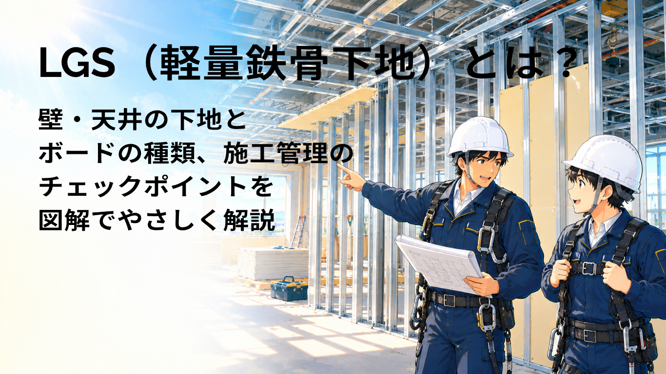 LGS（軽量鉄骨下地）とは？壁・天井の下地とボードの種類、施工管理のチェックポイントを図解でやさしく解説