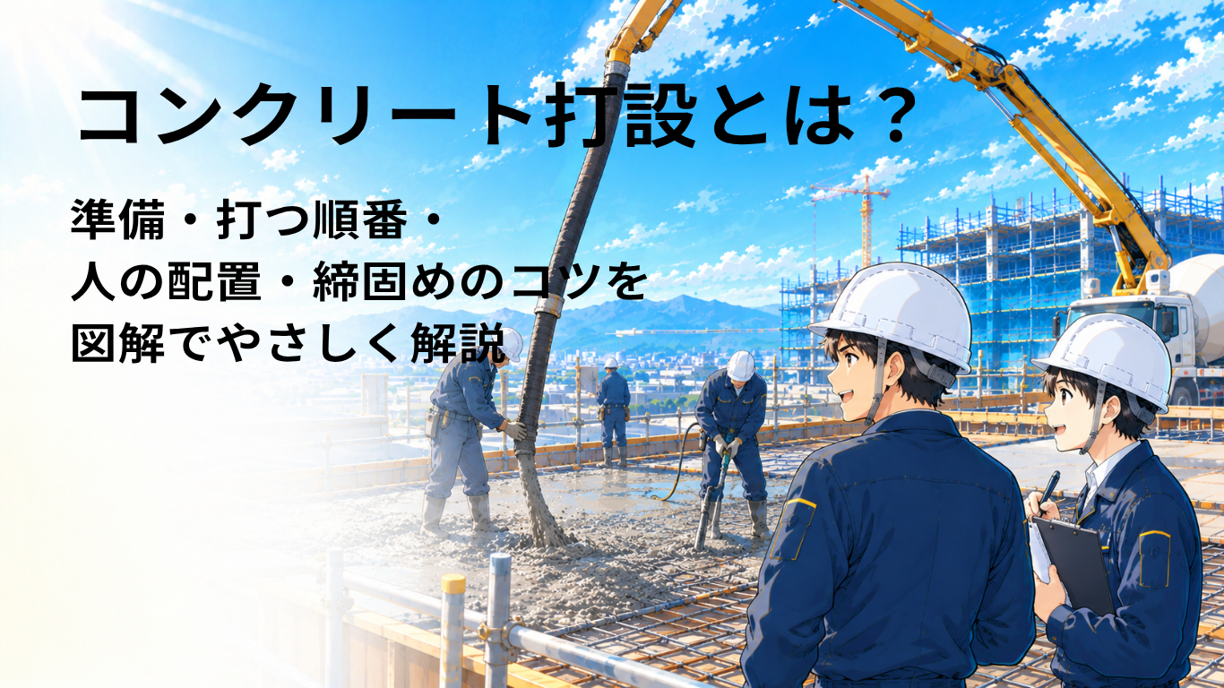 コンクリート打設とは？準備・打つ順番・人の配置・締固めのコツを図解でやさしく解説
