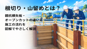 根切り・山留めとは？親杭横矢板・オープンカットの違いと施工の流れを図解でやさしく解説