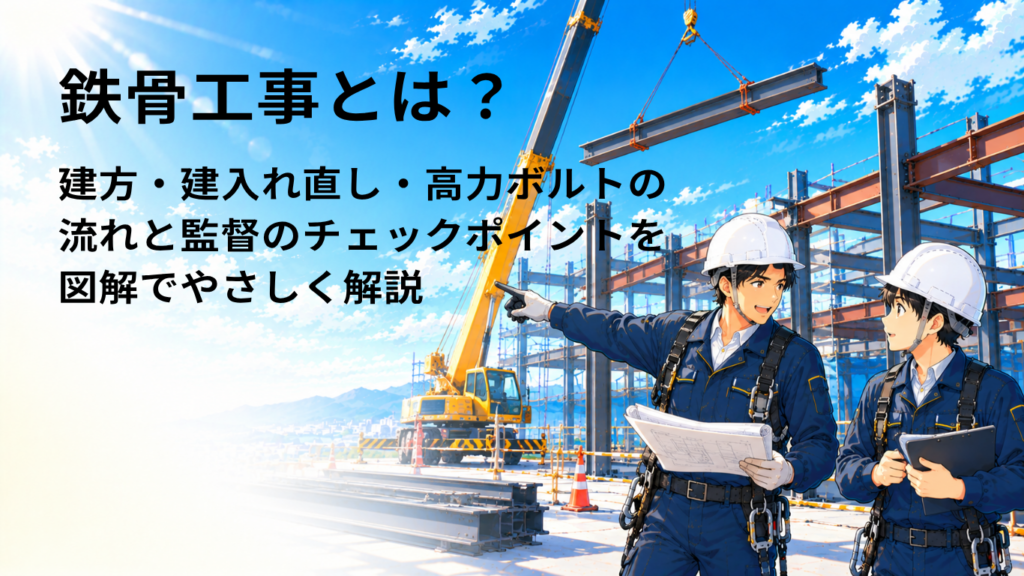 鉄骨工事とは？建方・建入れ直し・高力ボルトの流れと監督のチェックポイントを図解でやさしく解説