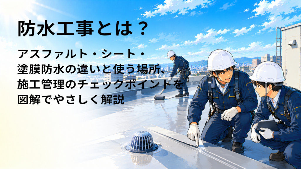 防水工事とは？アスファルト・シート・塗膜防水の違いと使う場所、施工管理のチェックポイントを図解でやさしく解説